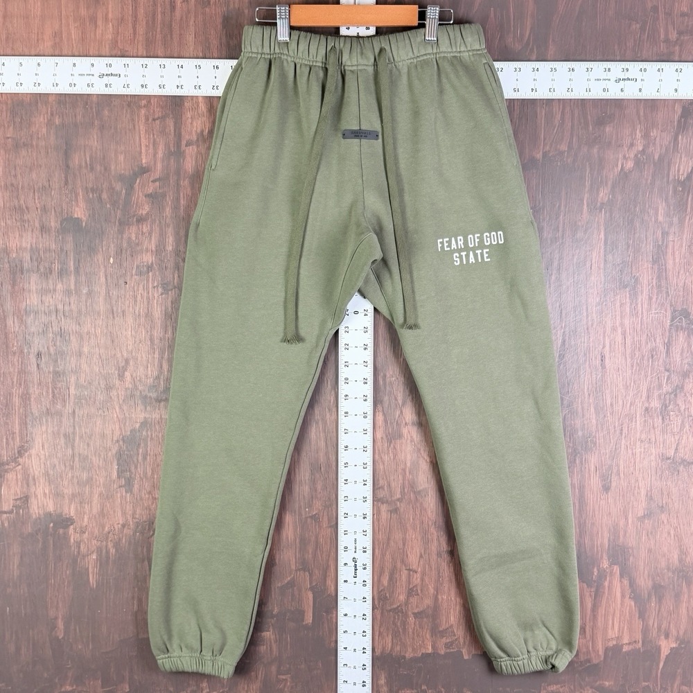 Fear of God Essentials Fleece Sweatpants  Drawstring Olive Green Men's Small GUC